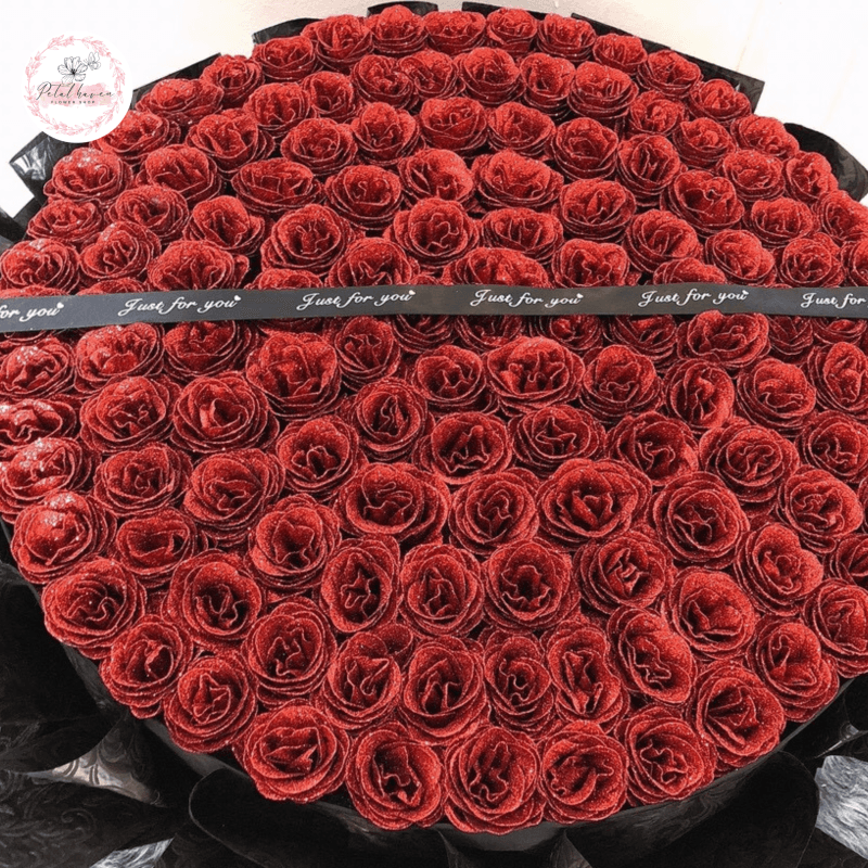 Ảnh bó hoa hồng sáp ánh nhũ